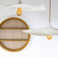 Handgemaakte lamp van papier maché incl fitting